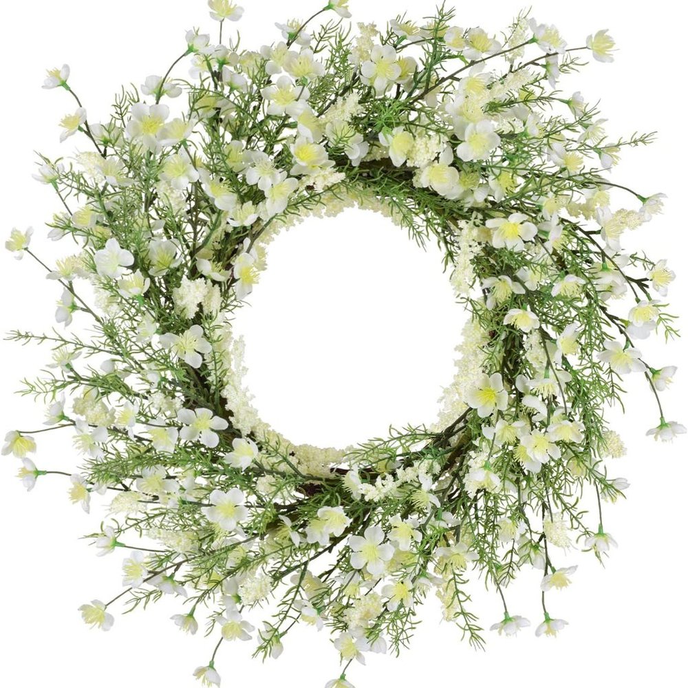 New White Flower Blossom Wreath - Picture 2 of 7